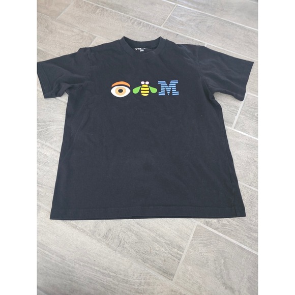Uniqlo UT Paul Rand IBM Eye Bee M Graphic Print Black Mens T-Shirt Large
